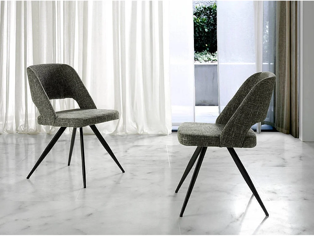 Chaise tissu et pieds acier noir Kaninawa - lot de 2-Couleur MIRAGE 16