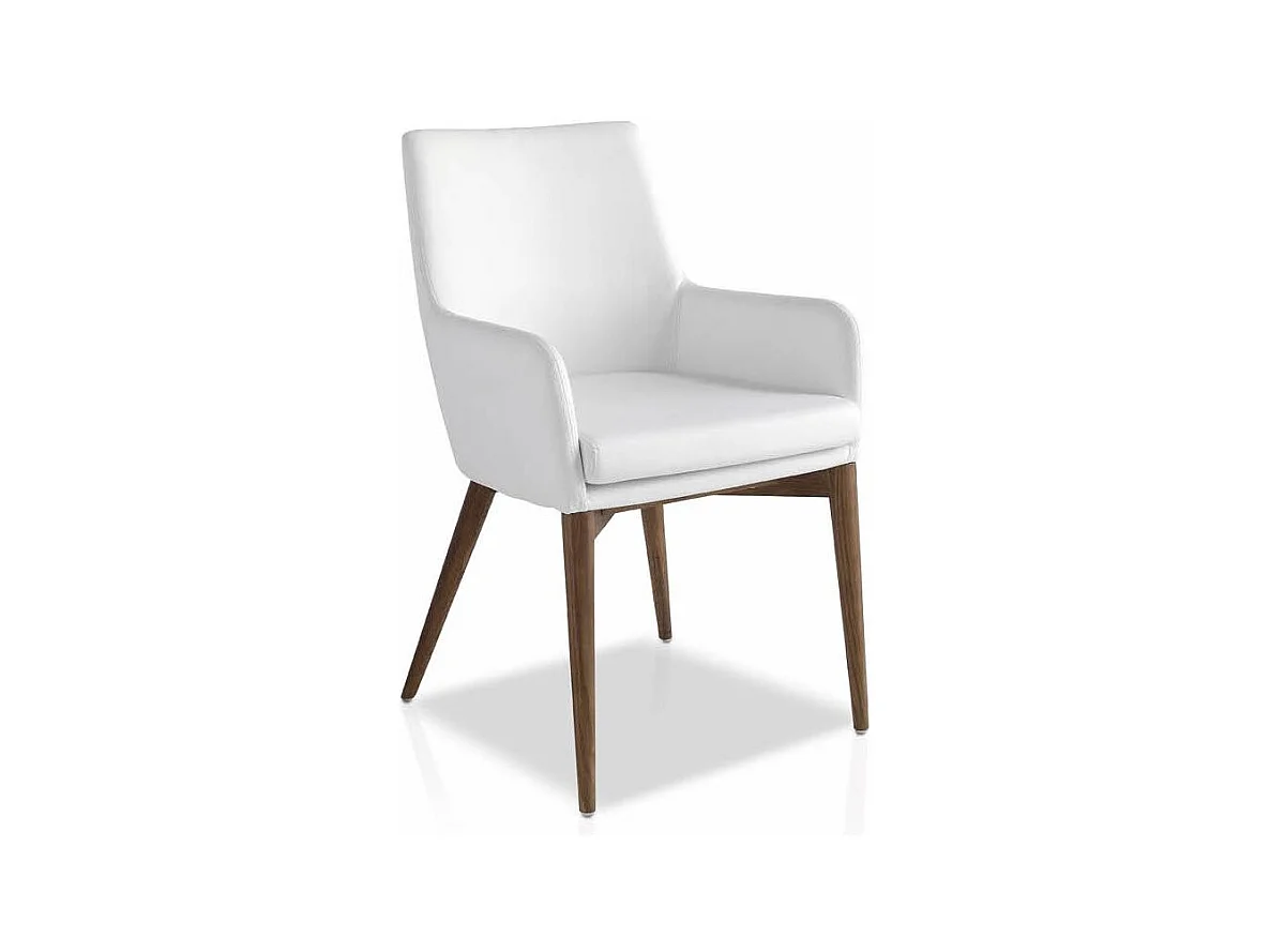 Fauteuil bois noyer et simili cuir Orna - Lot de 2-Couleur Aqua 10 Orange