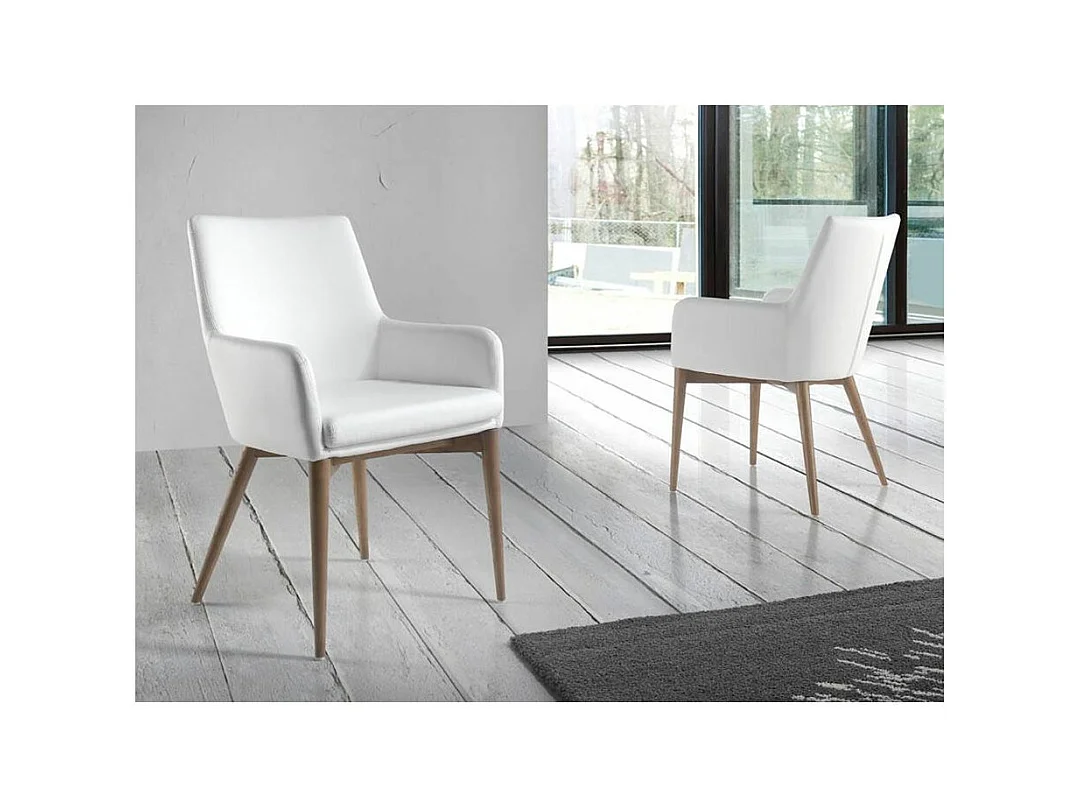 Boris stoel van essenhout en witte stof - Set van 2-Kleur Aqua 61 Lichtblauw