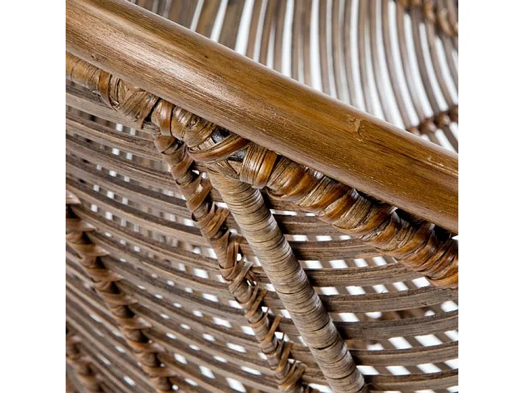 Chaise avec accoudoirs osier marron et pieds métal noir Gael