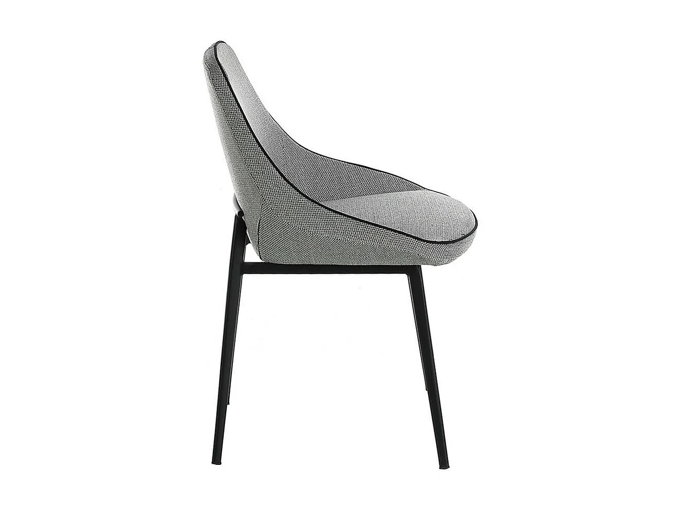 Chaise en tissu gris et pieds en acier noir Kabesa - Lot de 2-Couleur DUO 03