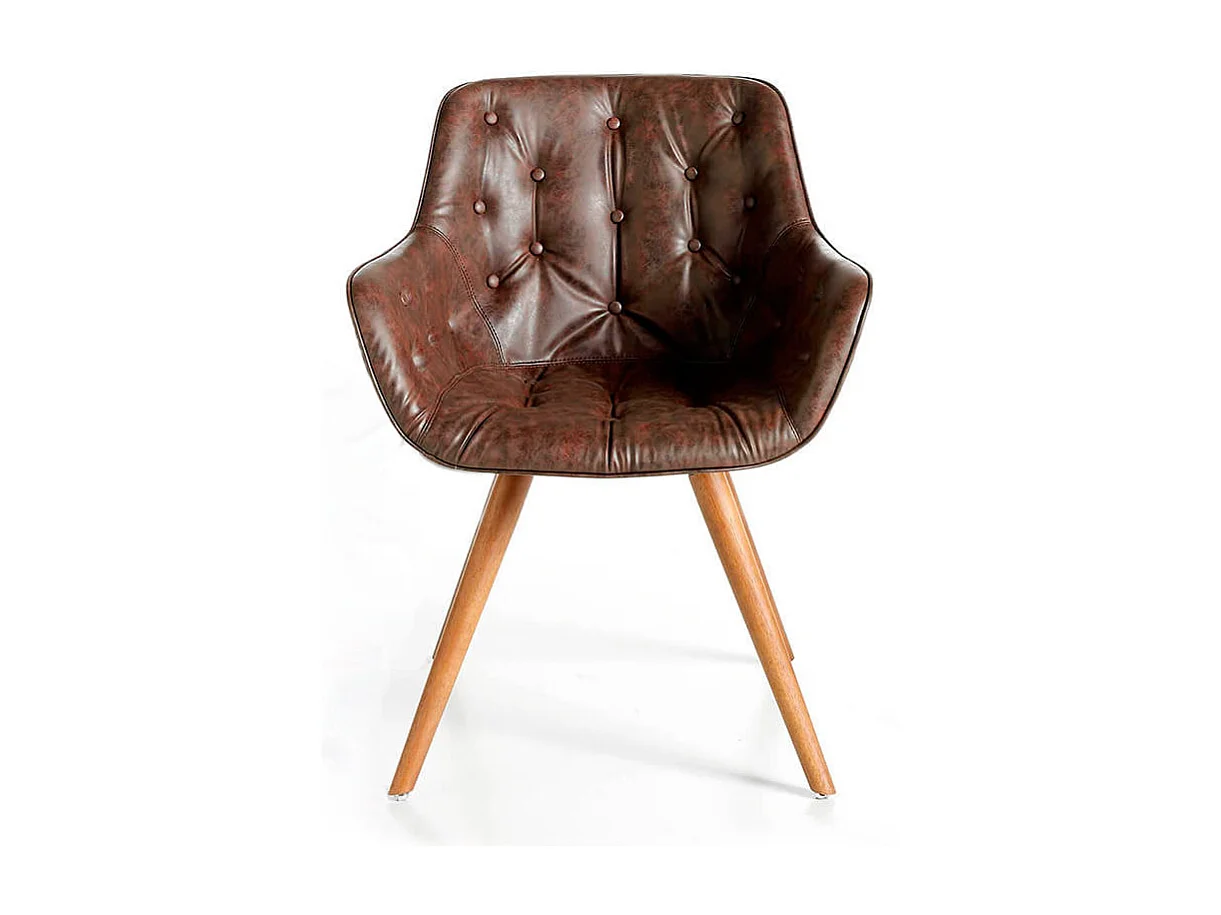 Chaise design bois massif de frêne et simili cuir capitonné Kida - Lot de 2-Couleur Aqua 07 Sable