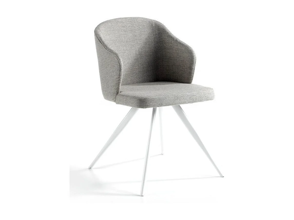 Matgrijze stoffen stoel en wit stalen poten - Set van 2-Kleur MIRAGE 30