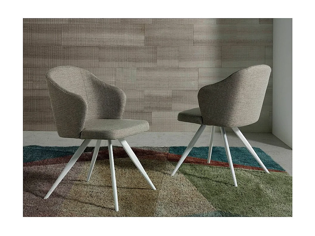 Matgrijze stoffen stoel en wit stalen poten - Set van 2-Kleur MIRAGE 30