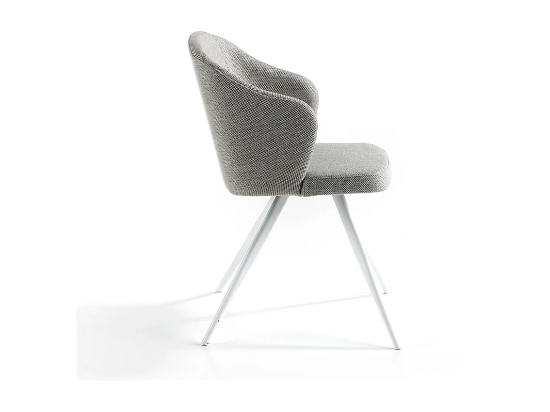 Matgrijze stoffen stoel en wit stalen poten - Set van 2-Kleur MIRAGE 30