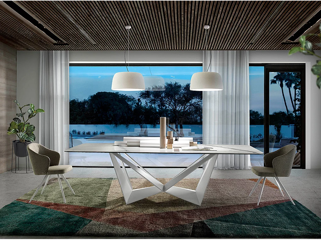 Matgrijze stoffen stoel en wit stalen poten - Set van 2-Kleur MIRAGE 30