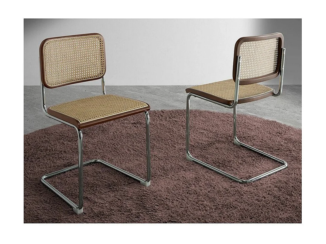 Chaise bois de frêne rotin et pieds en acier Jules - Lot de 2-Couleur Aqua 00 Blanc