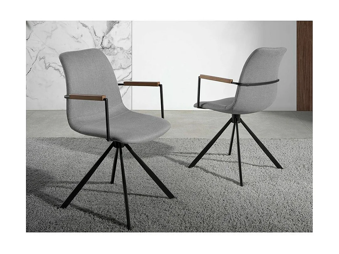 Chaise pivotante tissu gris et pieds acier noir Jade - Lot de 2-Couleur MIRAGE 45