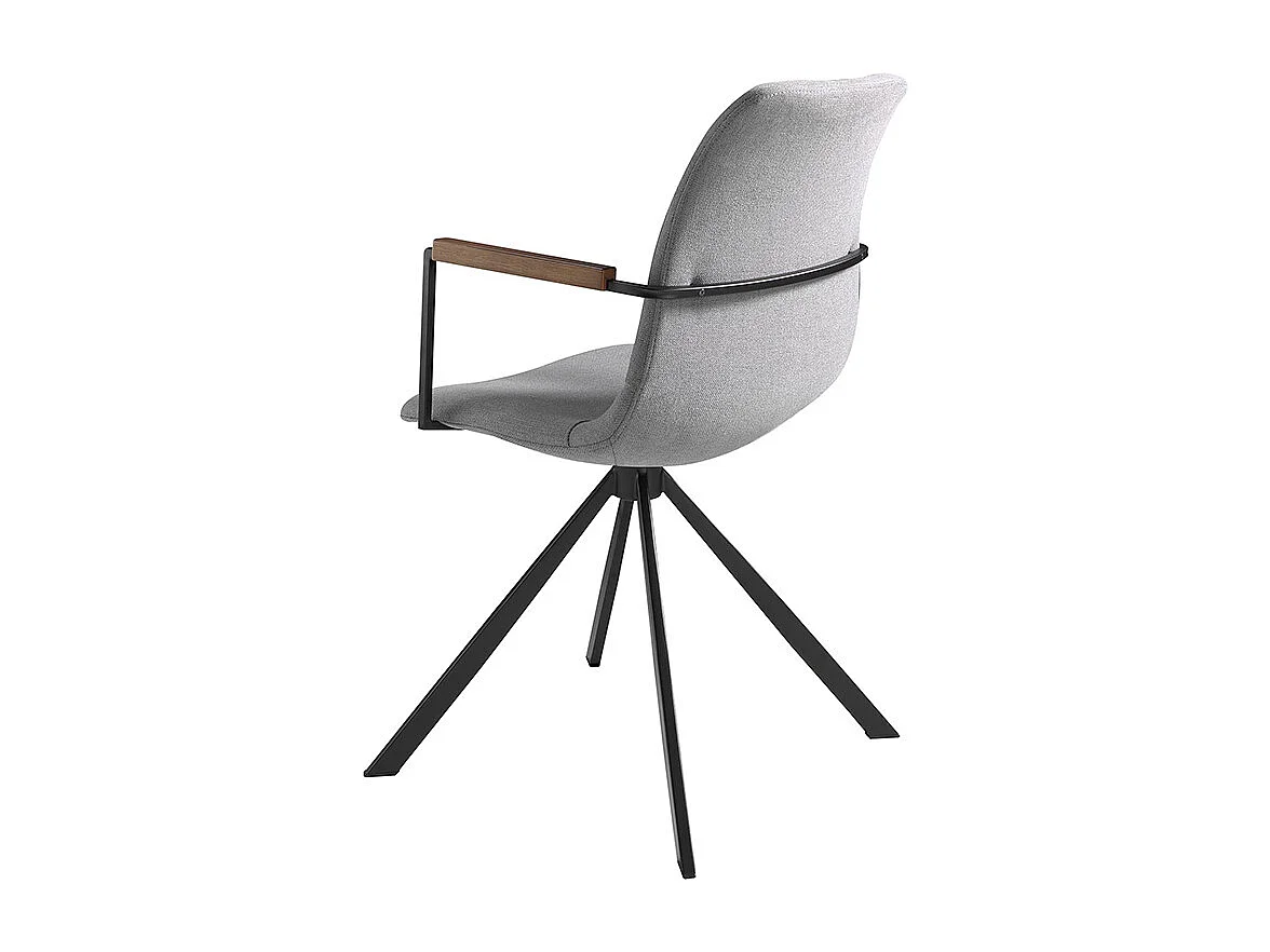 Chaise pivotante tissu gris et pieds acier noir Jade - Lot de 2-Couleur MIRAGE 45