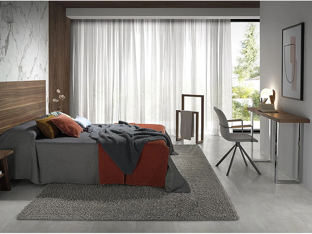 Chaise pivotante tissu gris et pieds acier noir Jade - Lot de 2-Couleur MIRAGE 45