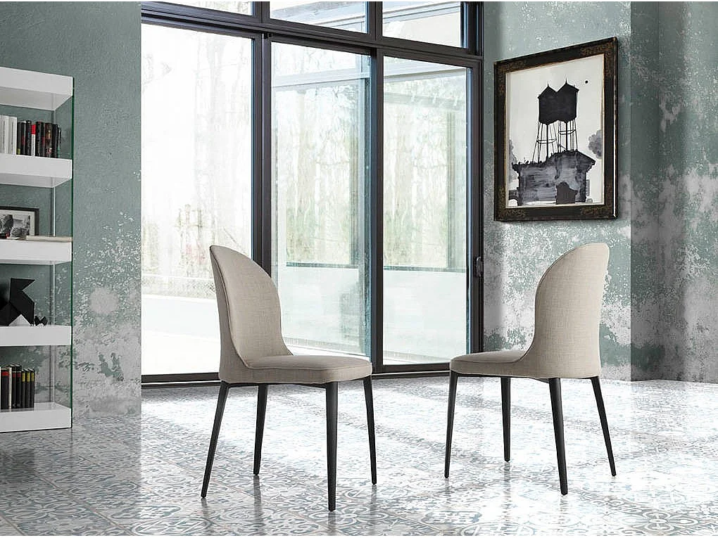 Chaise tissu et pieds acier noir Ekinawa - Lot de 2-Couleur DUO 07