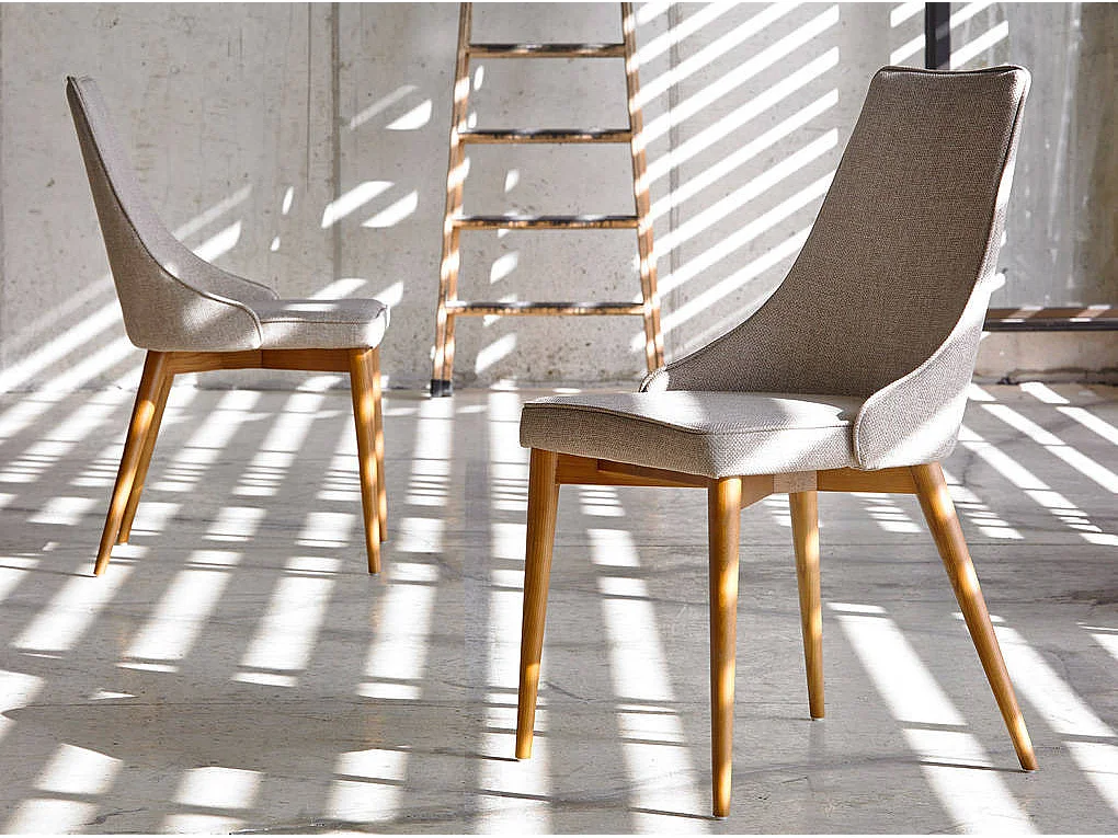 Chaise bois de frêne couleur noyer et tissu Louana - Lot de 2-Couleur MIRAGE 91