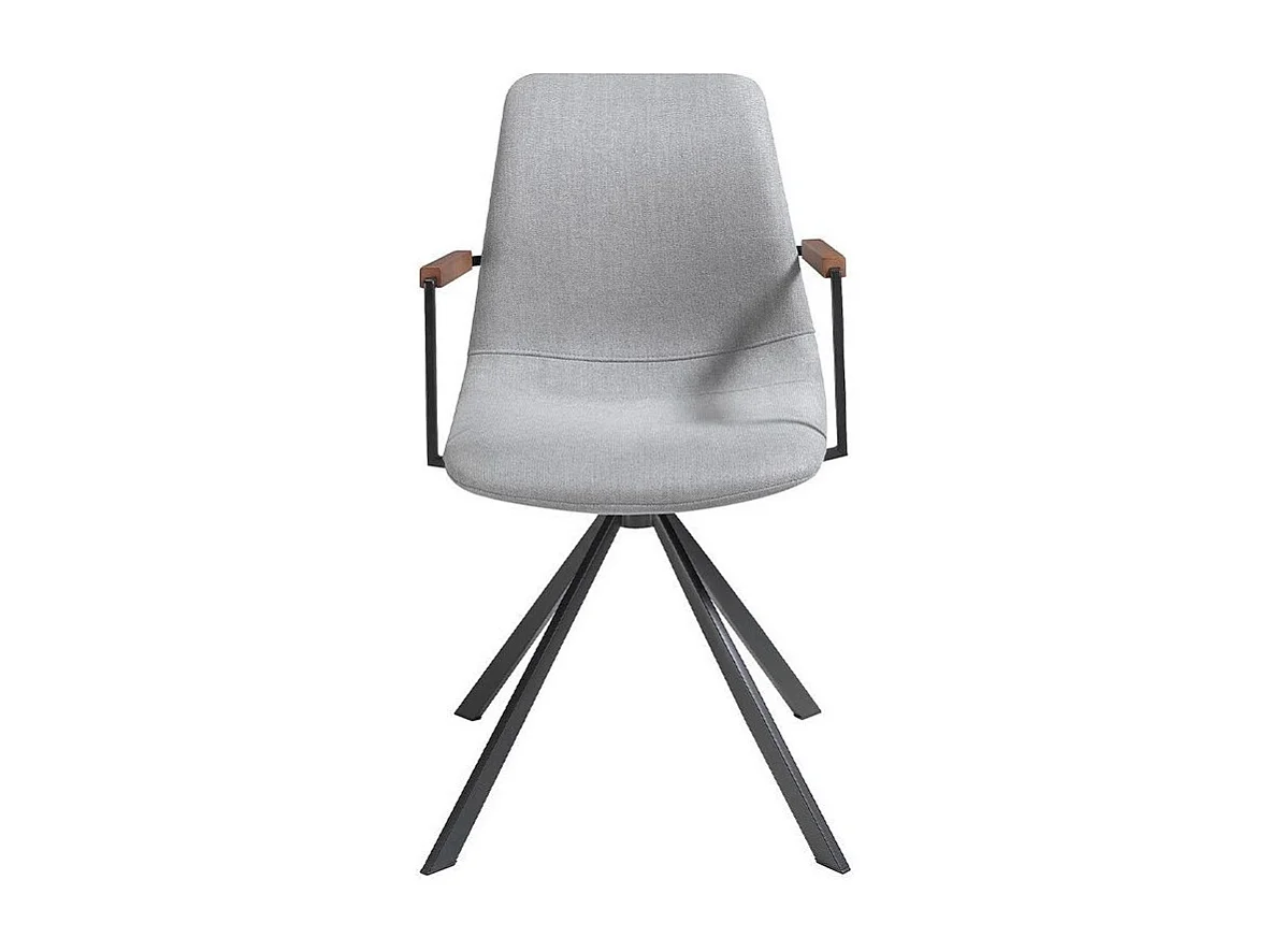 Chaise pivotante tissu gris et pieds acier noir Jade - Lot de 2-Couleur DUO 07