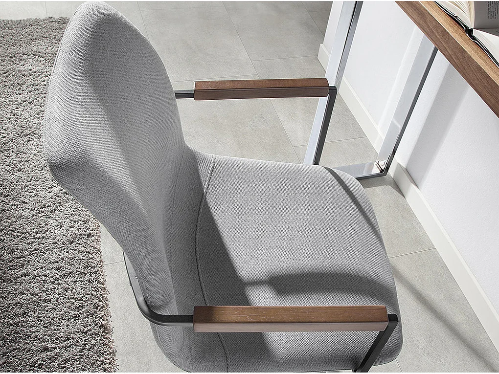 Chaise pivotante tissu gris et pieds acier noir Jade - Lot de 2-Couleur DUO 07