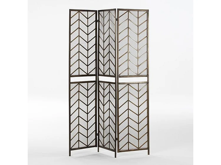 Paravent 3 volets métal doré 2