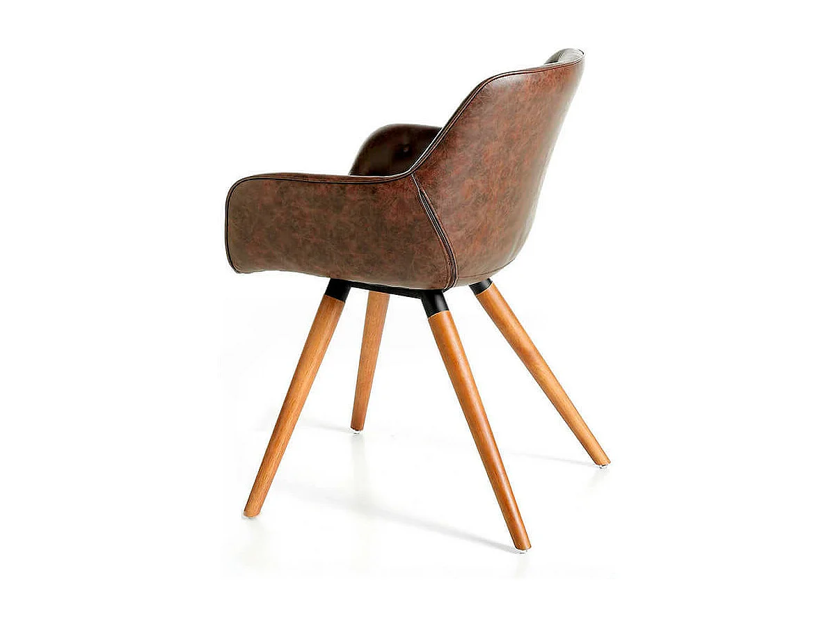 Chaise design bois massif de frêne et simili cuir capitonné Kida - Lot de 2-Couleur Aqua 25 Bordeaux