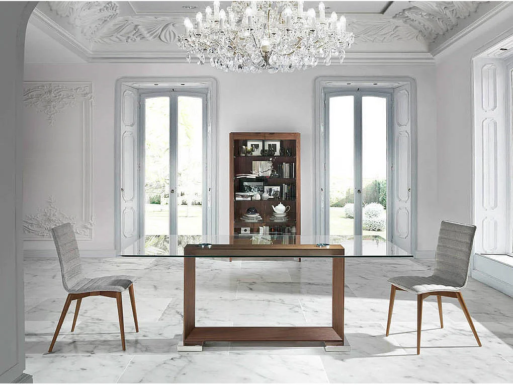 Chaise en bois de frêne couleur noyer et tissu Luza - Lot de 2-Couleur DUO 53