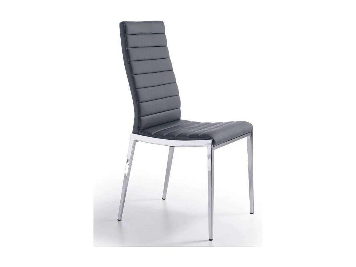 Chaise capitonnée design simili cuir et acier chromé Dina - Lot de 4-Couleur Aqua 71 Gris clair