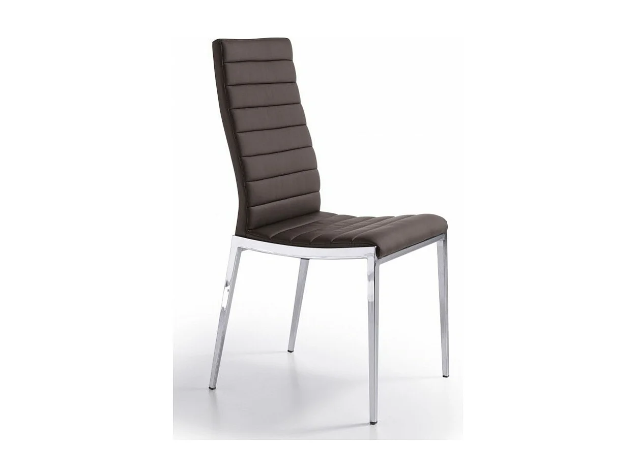 Chaise capitonnée design simili cuir et acier chromé Dina - Lot de 4-Couleur Aqua 71 Gris clair