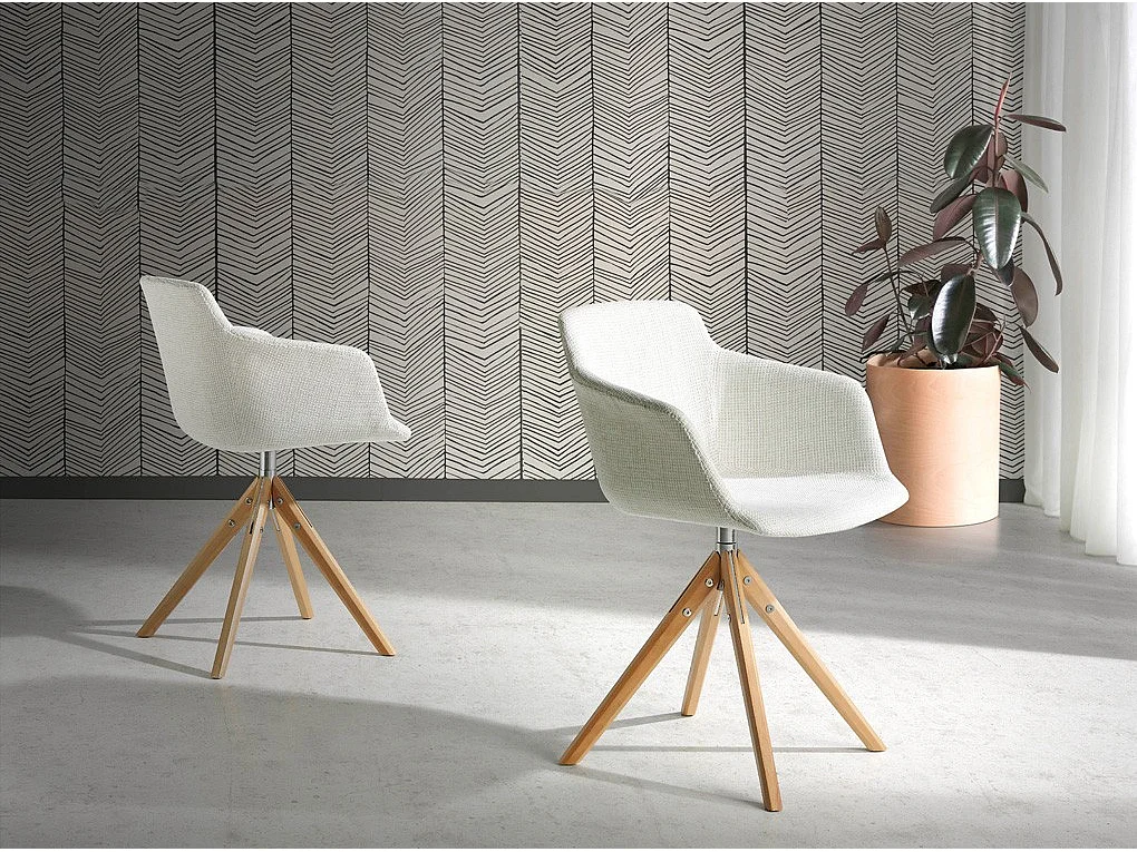 Chaise pivotante tissu et pieds frêne massif clair Elabola-Couleur MIRAGE 10