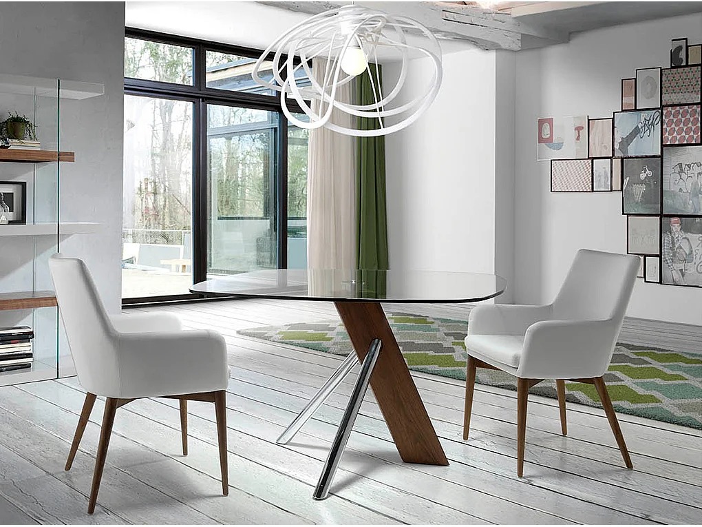 Chaise en bois de frêne et tissu blanc Boris - Lot de 2-Couleur Aqua 00 Blanc