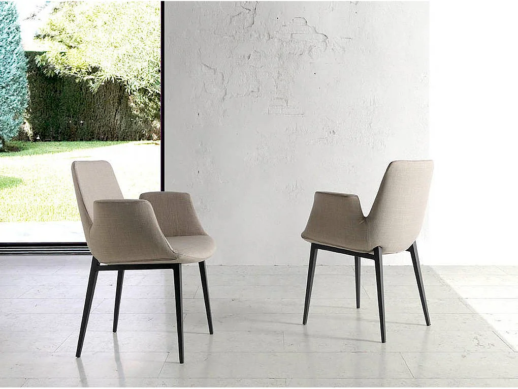 Chaise avec accoudoirs tissu et pieds acier noir Kanawa - Lot de 2-Couleur MIRAGE 10