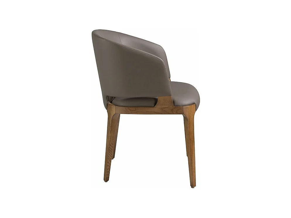 Chaise en bois de frêne et cuir taupe Alissia-Couleur Aqua 25 Bordeaux