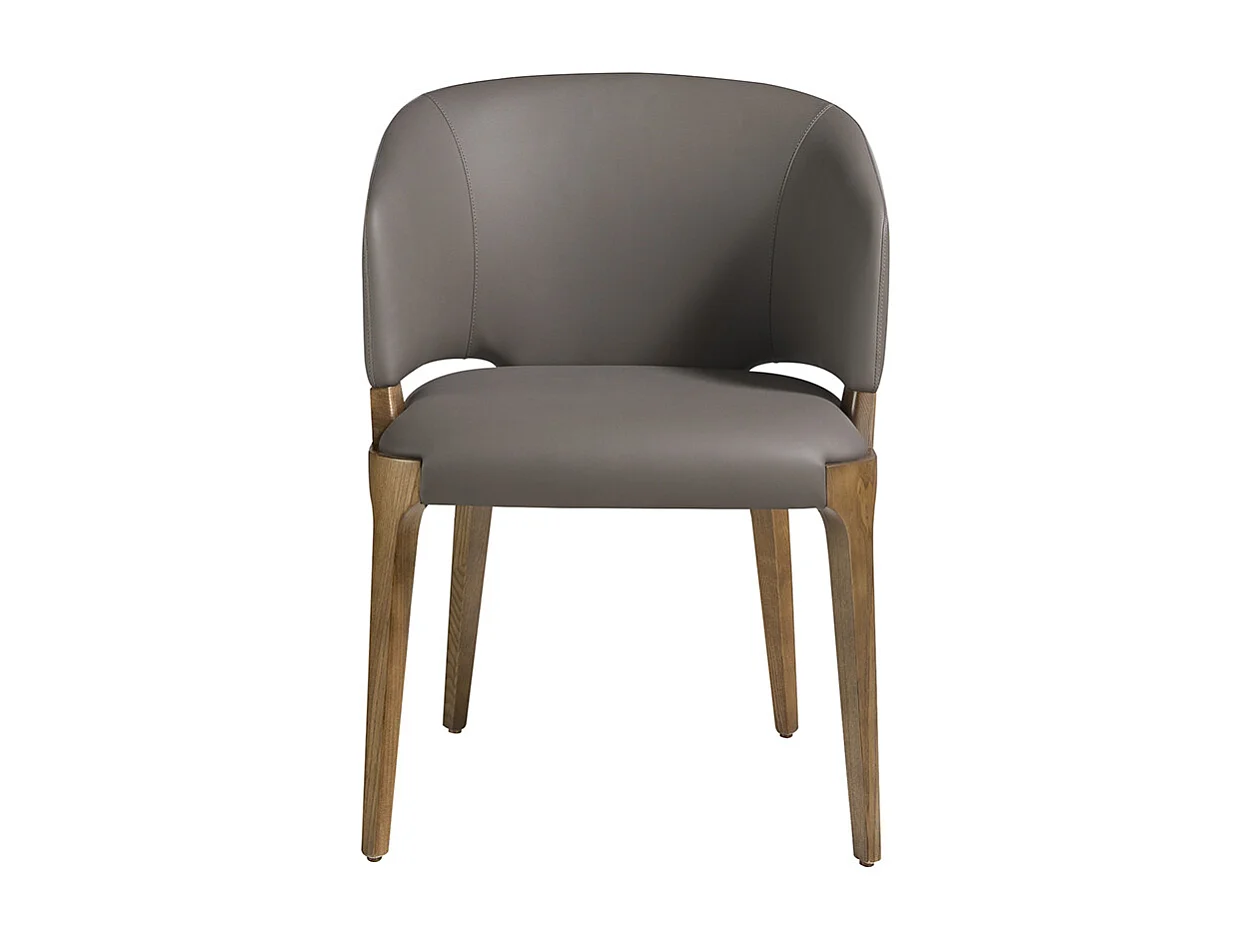 Chaise en bois de frêne et cuir taupe Alissia-Couleur Aqua 25 Bordeaux