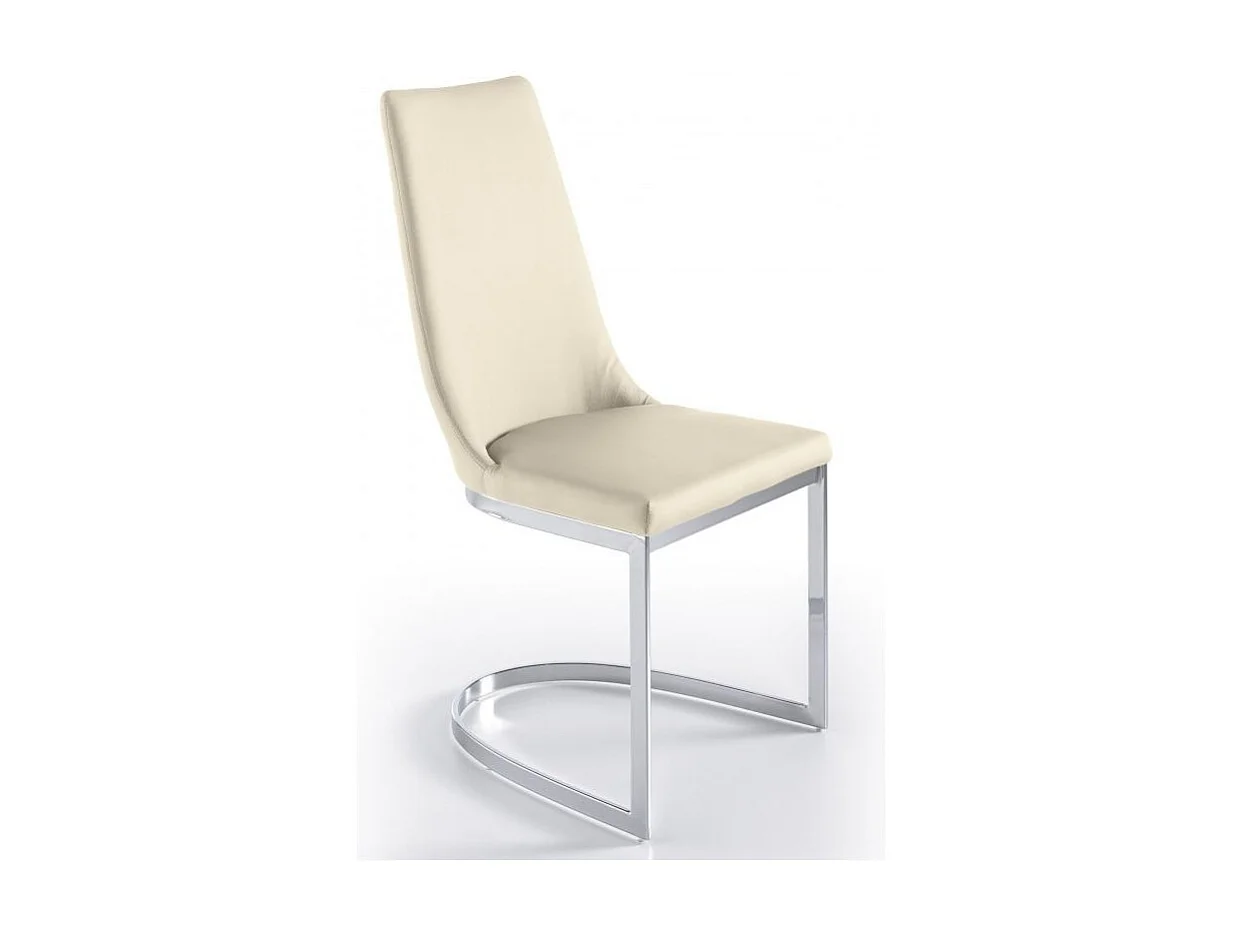 Chaise design simili cuir et acier chromé Stari - Lot de 4-Couleur Aqua 18 Taupe foncé