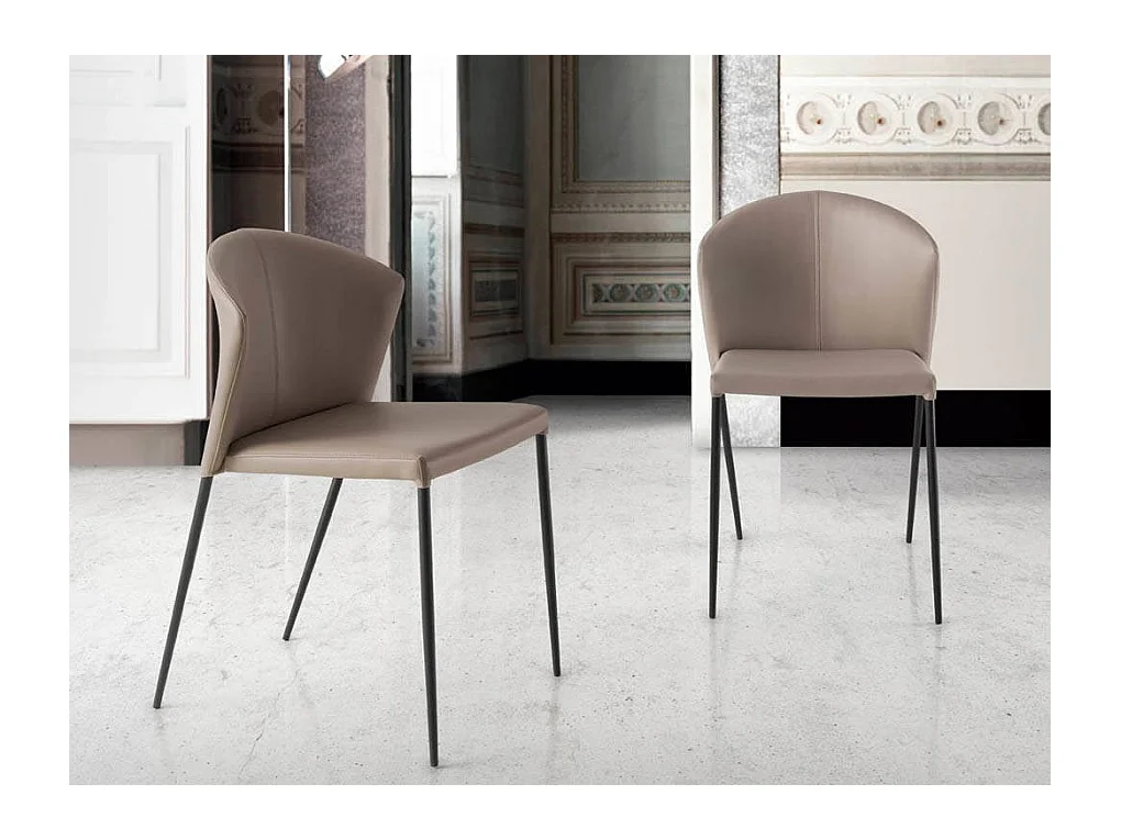Ekino kunstleer en zwart stalen stoel - set van 2-Kleur Aqua04 Beige