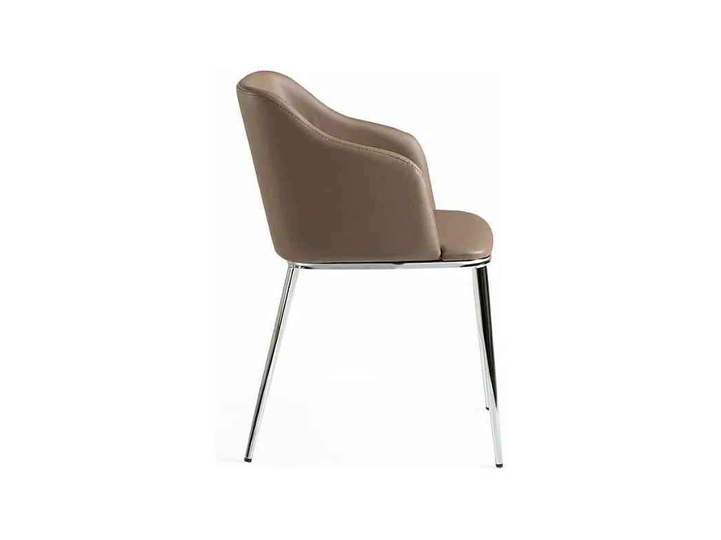 Dyana moderne faux fauteuil en chroomstalen poten - Set van 2-Kleur Aqua 18 Donker Taupe