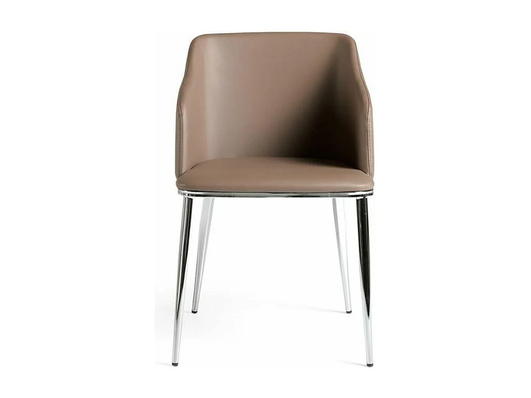 Fauteuil moderne simili et pieds acier chromé Dyana - Lot de 2-Couleur Aqua 18 Taupe foncé