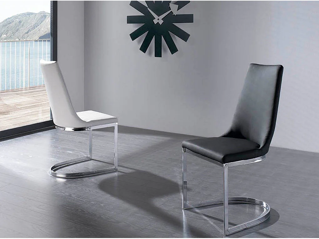 Stari design stoel van kunstleer en chroomstaal - Set van 4-Kleur Aqua04 Beige