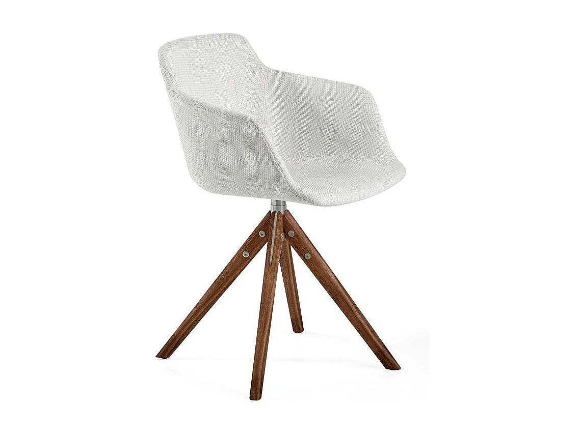 Chaise pivotante tissu beige et bois de frêne Ramia - Lot de 2-Couleur DUO 03