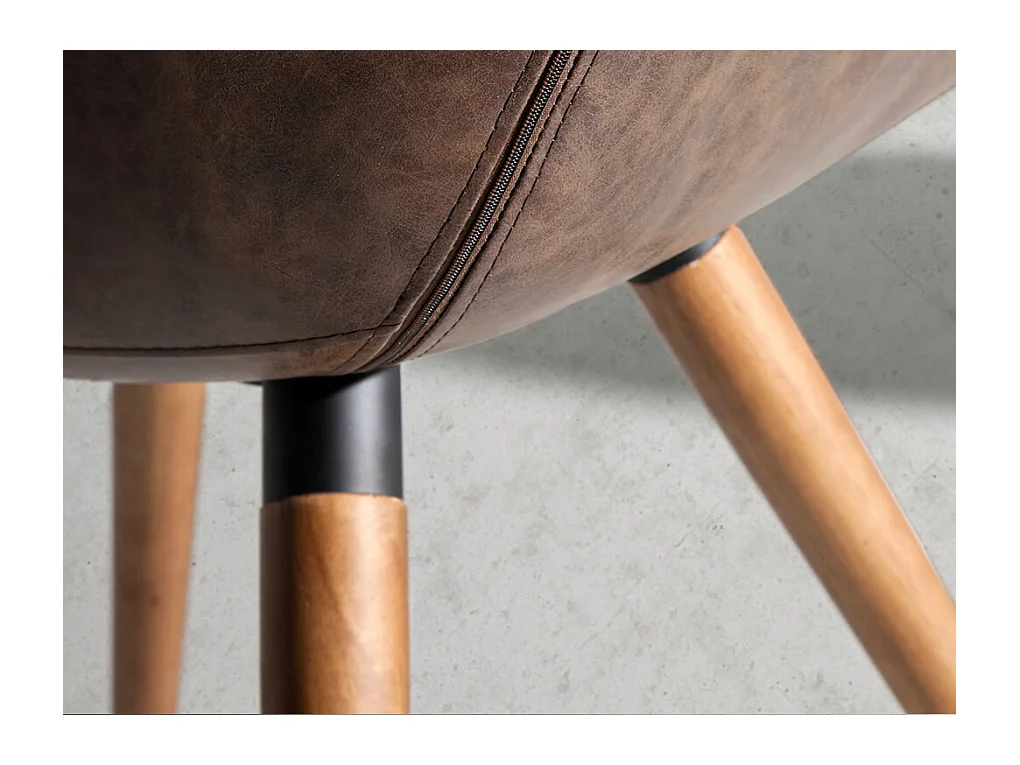 Chaise design bois massif de frêne et simili cuir capitonné Kida - Lot de 2-Couleur Aqua 82 Taupe