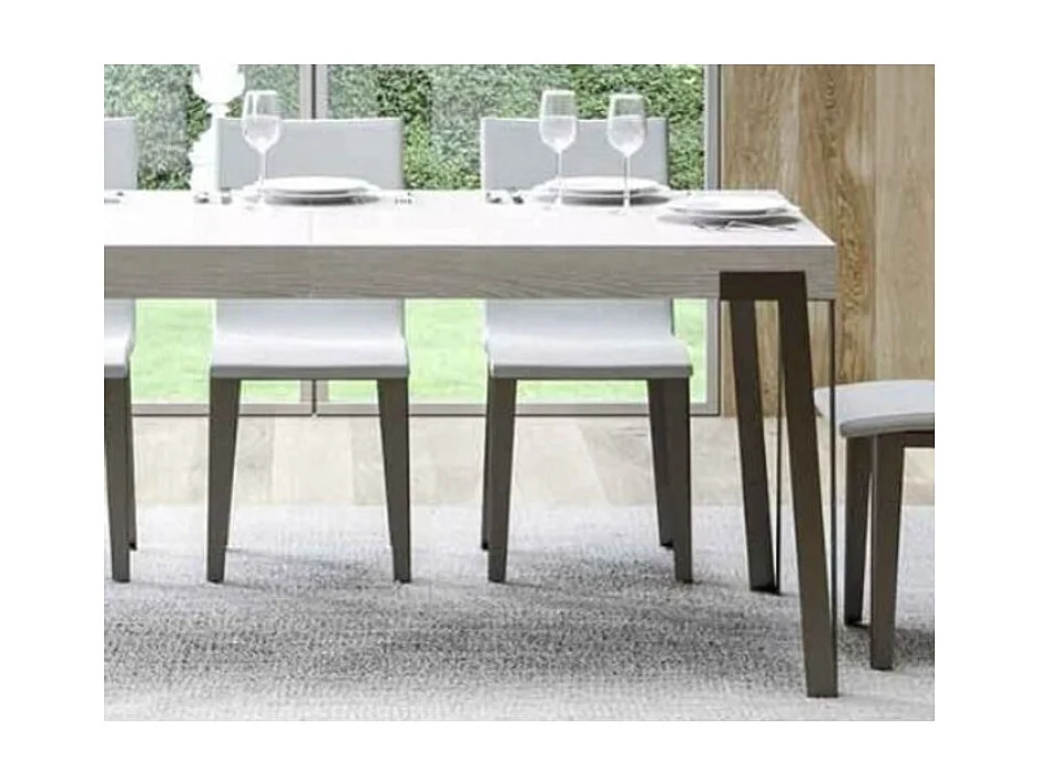 Table rectangulaire 130cm blanc et pieds métal anthracite Konta