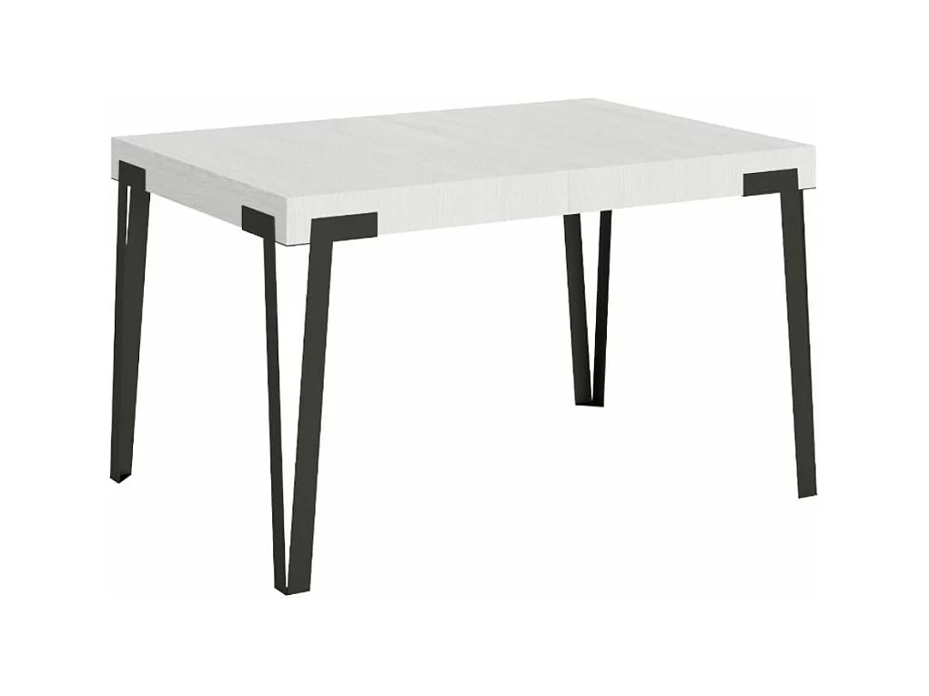 Table rectangulaire 130cm blanc et pieds métal anthracite Konta