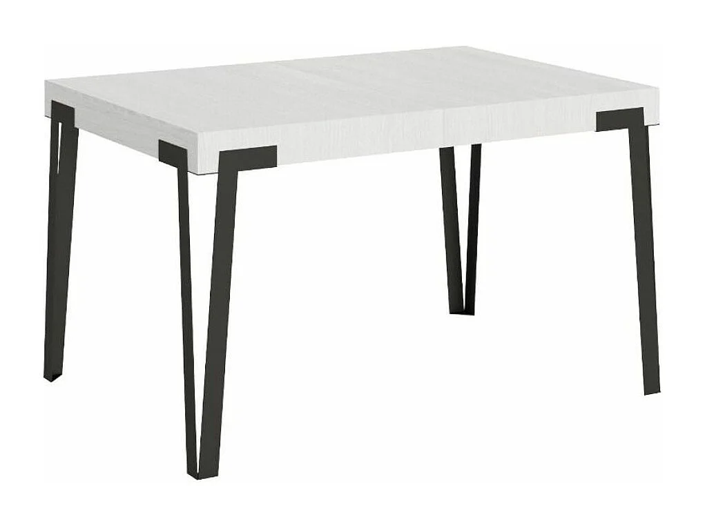 Table rectangulaire 130cm blanc et pieds métal anthracite Konta