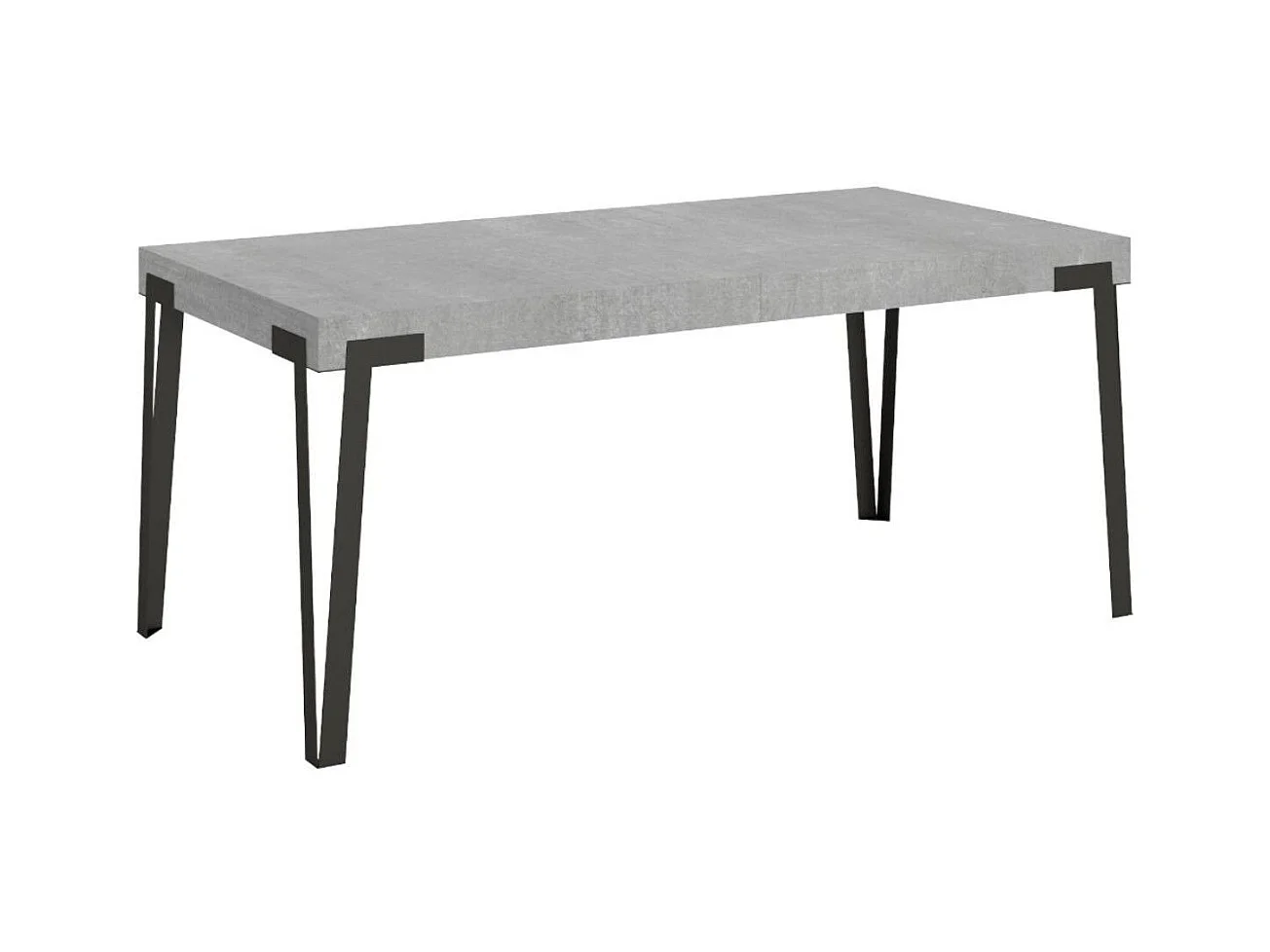 Table rectangulaire 160cm gris ciment et pieds métal anthracite Konta