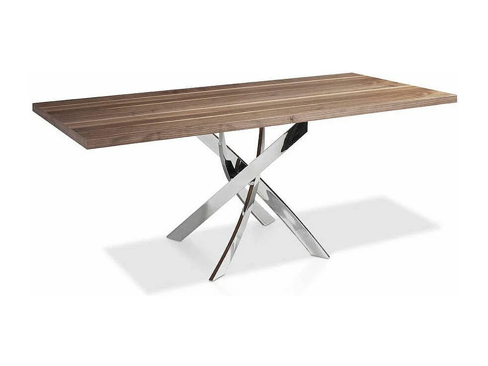 Table rectangulaire bois noyer et acier chromé Gala-Dimensions L 160 x P 95 x H 75 cm