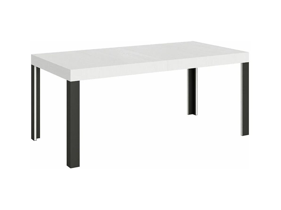 Table à manger rectangulaire blanc et pieds métal gris foncé Liva 130cm