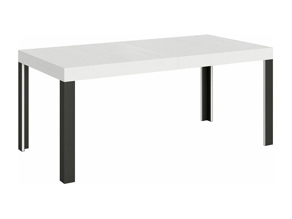 Table à manger rectangulaire blanc et pieds métal gris foncé Liva 130cm