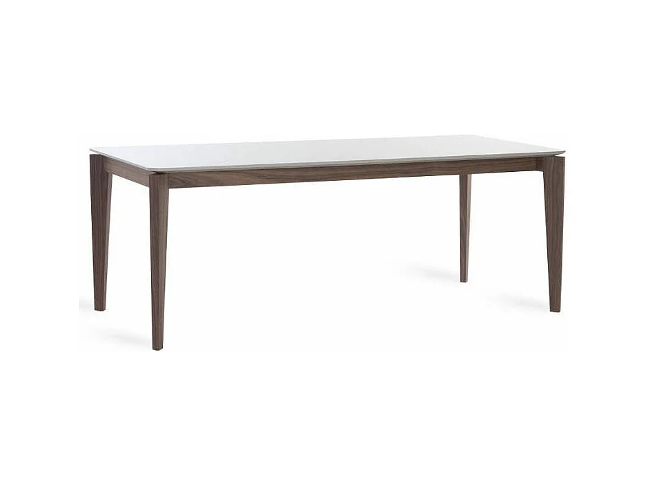 Table rectangulaire bois laqué et pieds bois noyer Muza-Couleur Noir