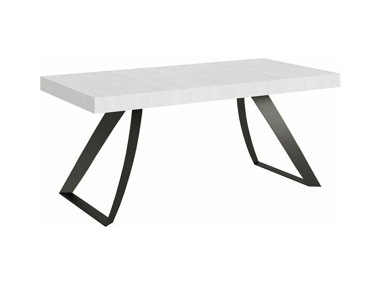Table design 160cm frêne blanc et pieds métal incurvés anthracite Volta