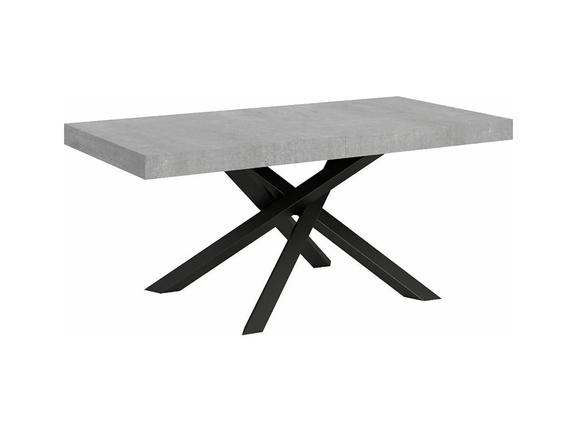 Table à manger design gris béton et pieds entrelacés anthracite 180cm Artemis