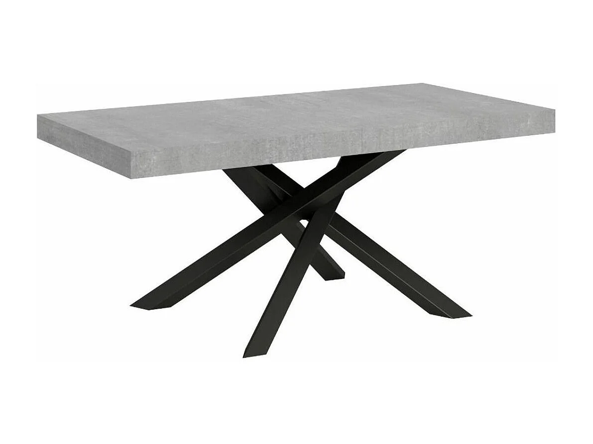 Table à manger design gris béton et pieds entrelacés anthracite 180cm Artemis