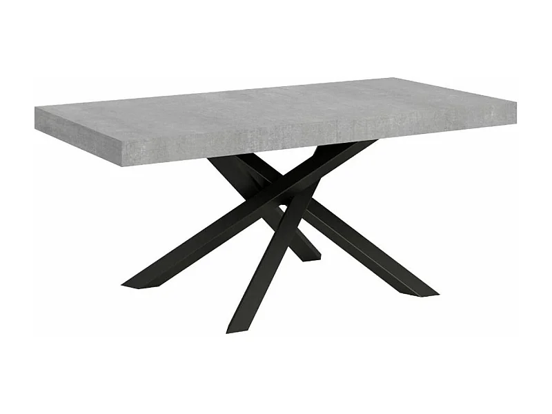 Betongrijze design eettafel en antraciet in elkaar verweven poten 180 cm Artemis