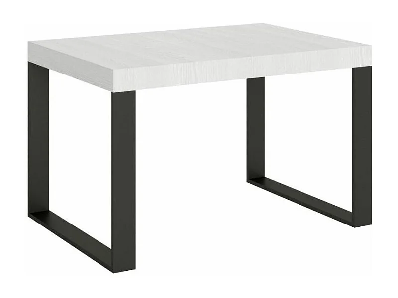 Table à manger moderne blanche et pieds métal anthracite Tiroz 130cm