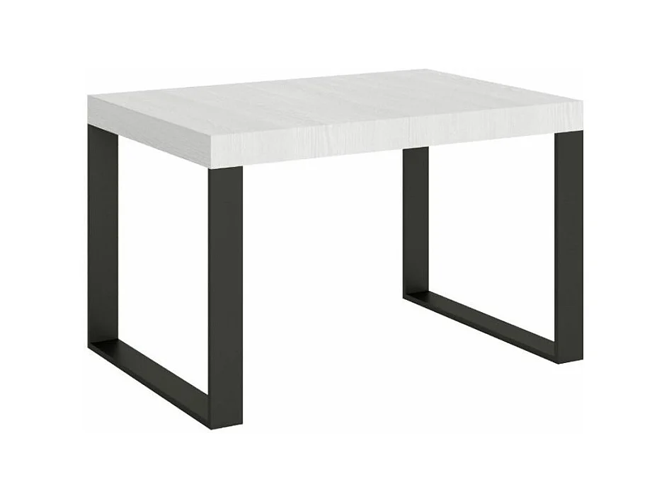 Table à manger moderne blanche et pieds métal anthracite Tiroz 130cm