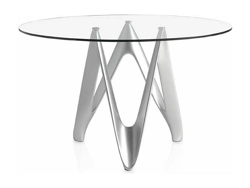 Perla zilver gelakte glasvezel design ronde tafel-Dimensies D 120 x H 76 cm